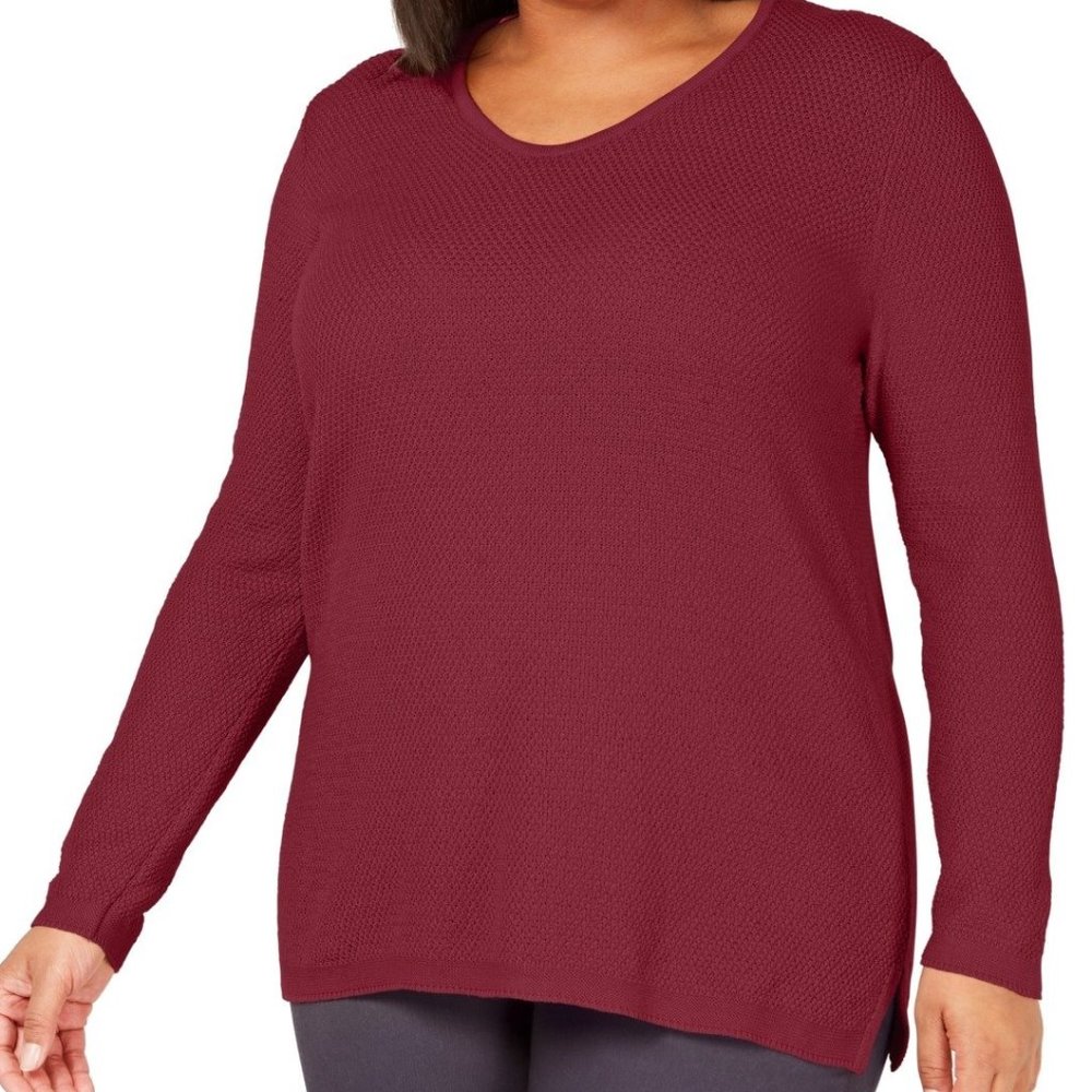 Karen Scott Women's Sweater Plus Textured Pullover
